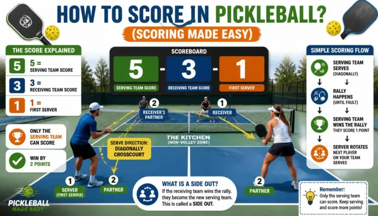 Learn easy pickleball scoring: serve, rally, and win points. Understand side-out, first to 11, win by 2 rules with this simple scoring guide for beginners.