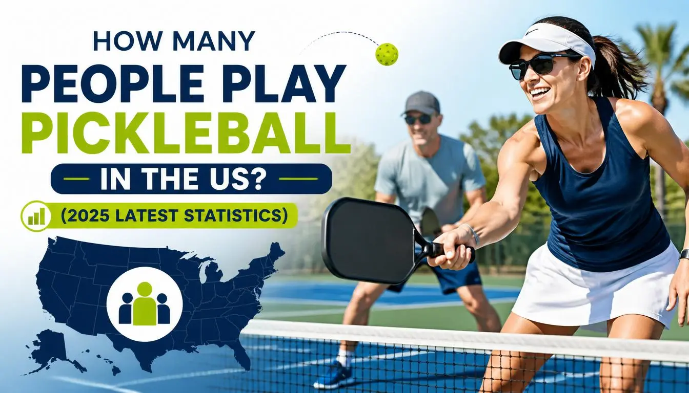How Many People Play Pickleball in the US (2025 stats) woman and man playing pickleball on outdoor court