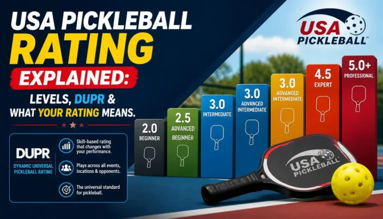 USA Pickleball rating explained with skill levels, DUPR, and what different ratings mean for your pickleball game.
